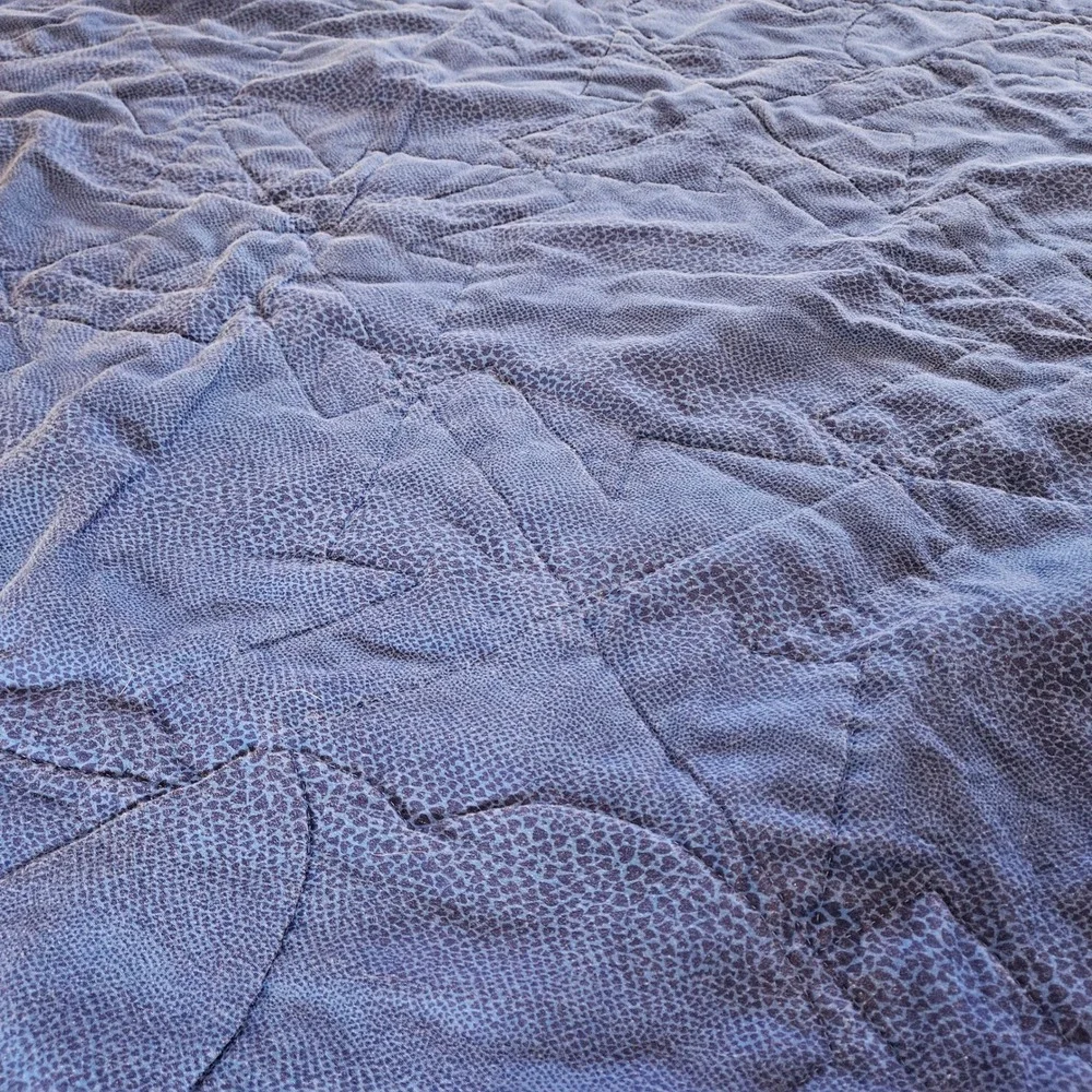Vintage Handmade Quilt Blue Aquatic Pinwheel Star Throw Blanket 68x48 Fish Ocean